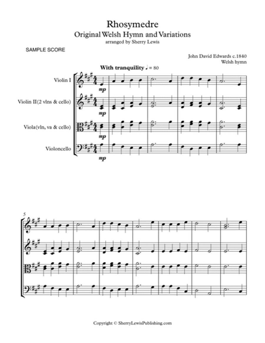 RHOSYMEDRE - Original Hymn and Variations - String Trio, Intermediate Level for 2 violins and cello image number null