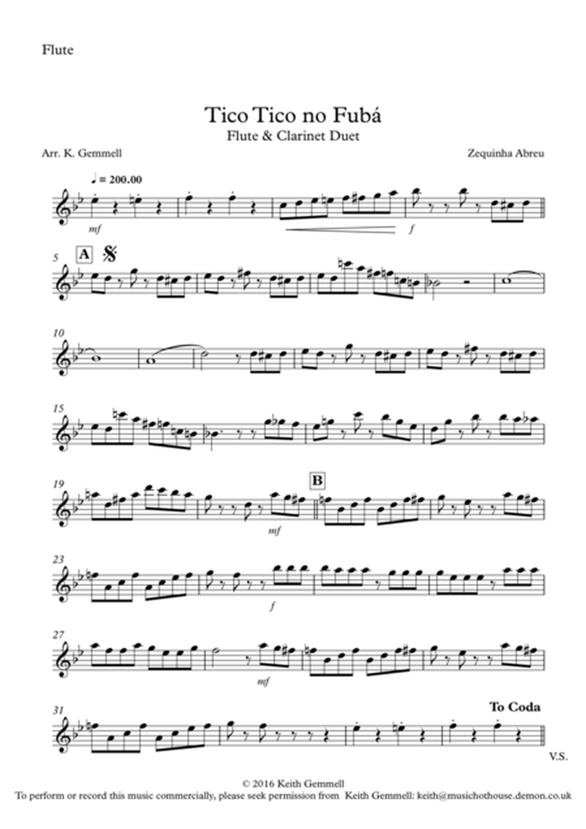 Tico Tico no Fuba: Flute & Clarinet Duet image number null