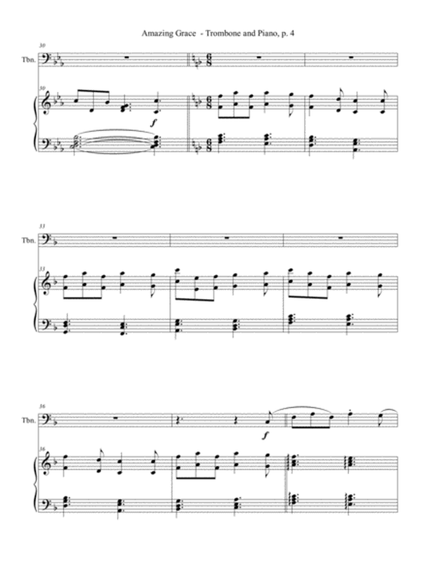 AMAZING GRACE Hymn Sonata (for Trombone and Piano with Score/Part) image number null