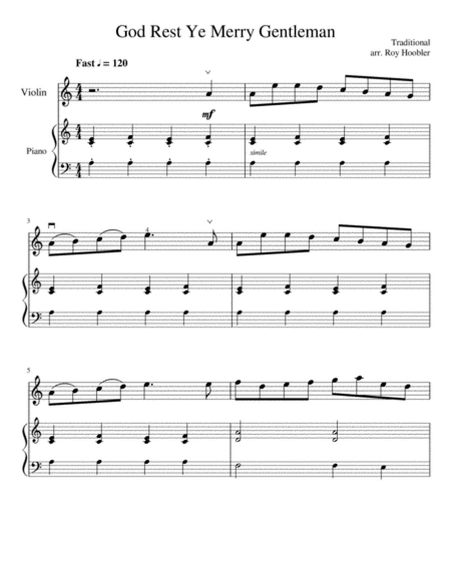 Christmas Carols for Violin