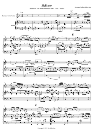 Bach: Siciliano from Flute Sonata in Eb-major (soprano sax & piano)