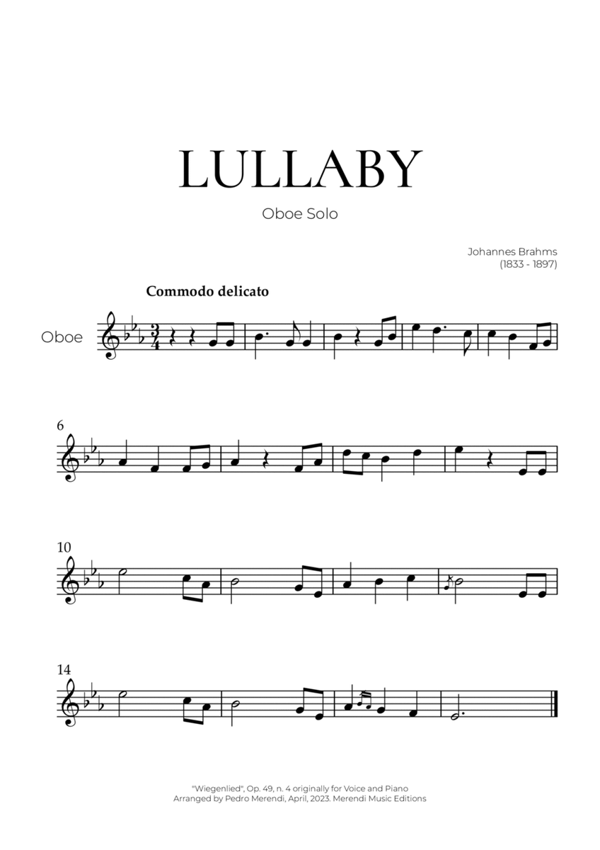 Lullaby (Oboe Solo) - Johannes Brahms image number null