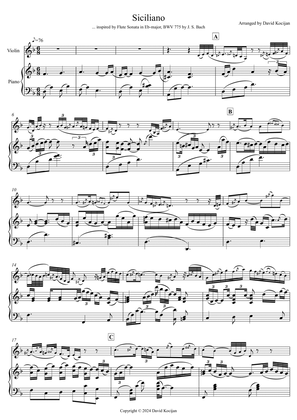 Bach: Siciliano from Flute Sonata in Eb-major (violin & piano)