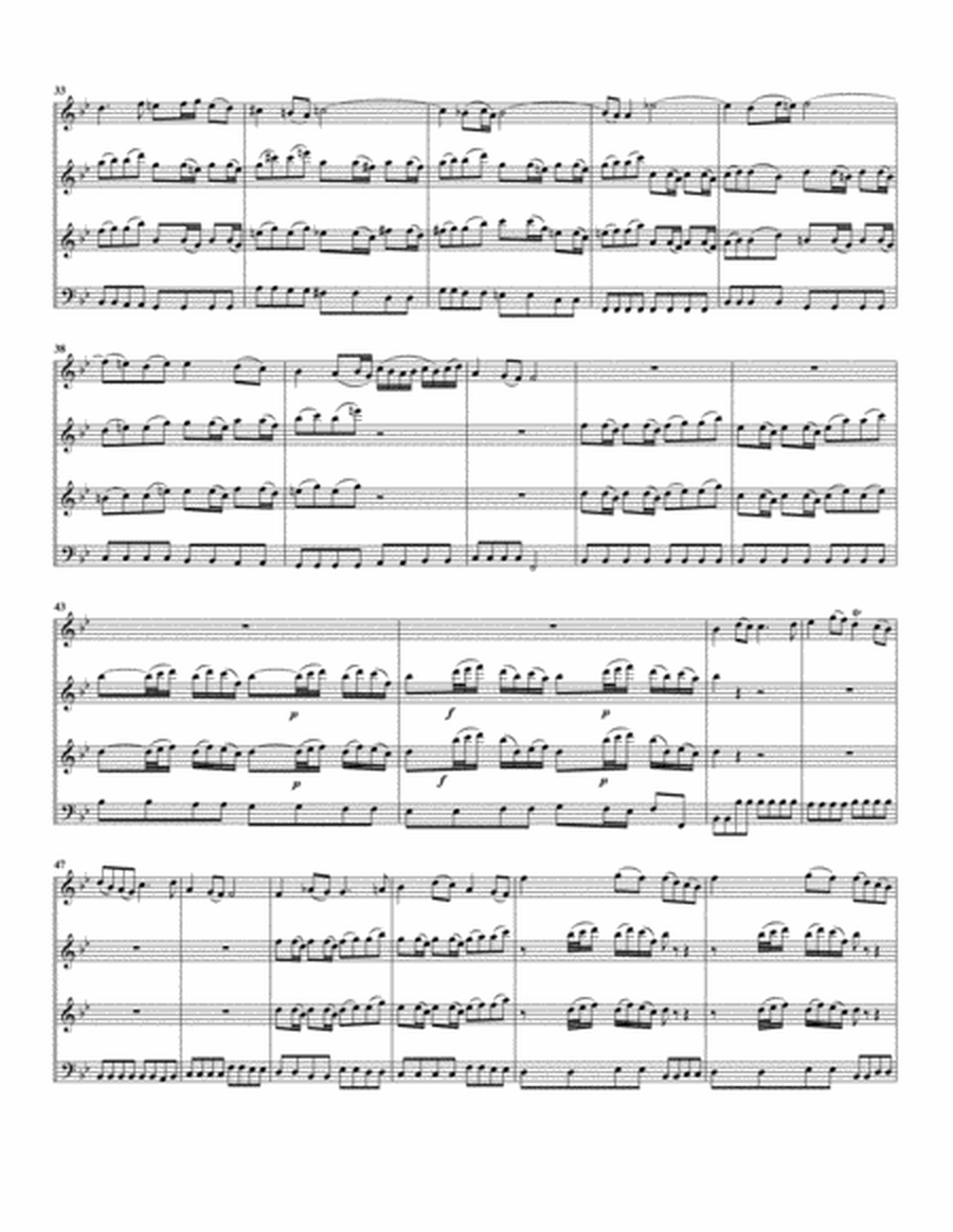Aria: Schafe koennen sicher weiden from Cantata BWV 208 (arrangement for 4 recorders)