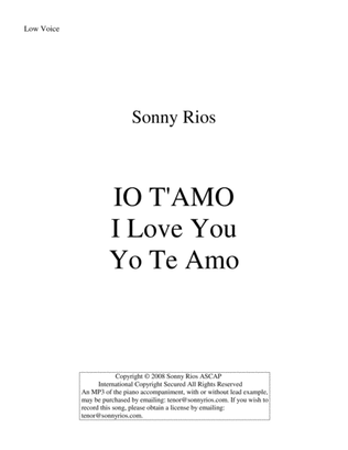 Book cover for IO T'AMO