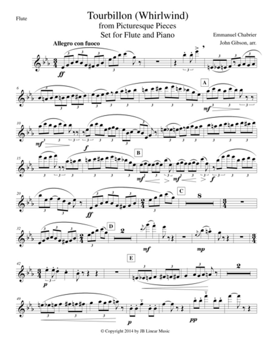 Whirlwind by Chabrier set for flute and piano image number null