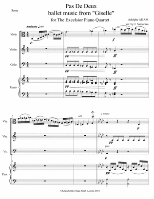Book cover for Adolphe Adam - Pas De Deux (Giselle) arr. for piano quartet (score and parts)