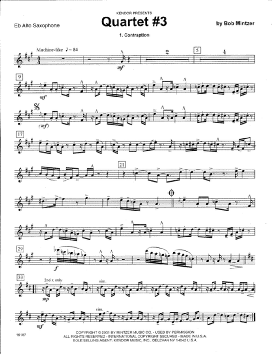 Quartet #3 - Eb Alto Saxophone