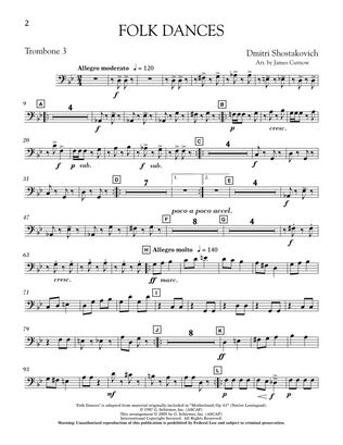 Book cover for Folk Dances (arr. James Curnow) - Trombone 3