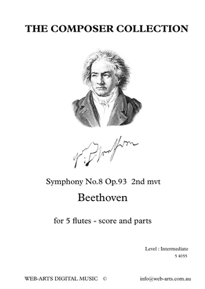 Book cover for Symphony No.8 Op.93 2nd mvt for 5 flutes (5 4055) - BEETHOVEN +