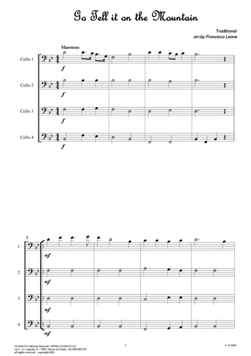 10 easy Christmas Tunes for Cello Quartet (score) image number null