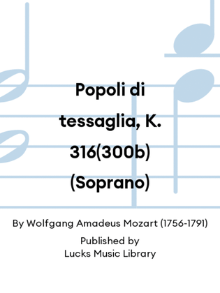 Book cover for Popoli di tessaglia, K. 316(300b) (Soprano)