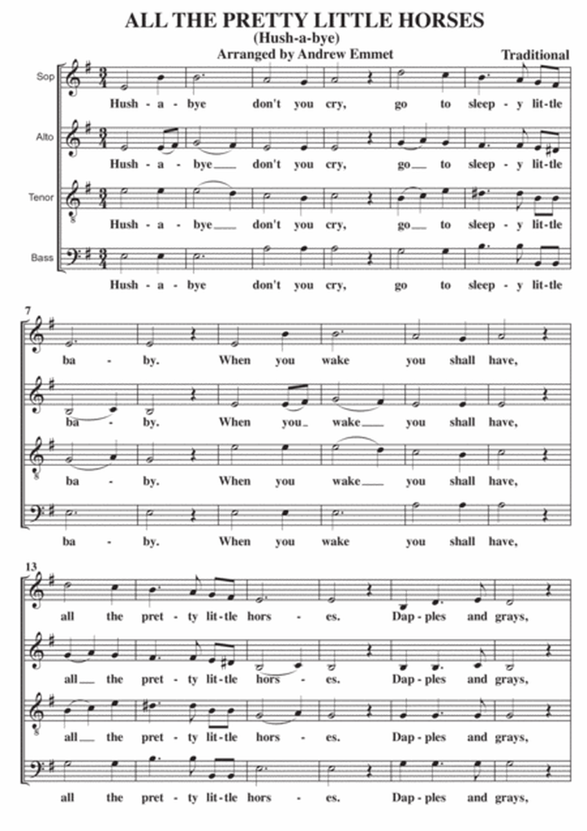 Hush-A-Bye A Cappella SATB image number null