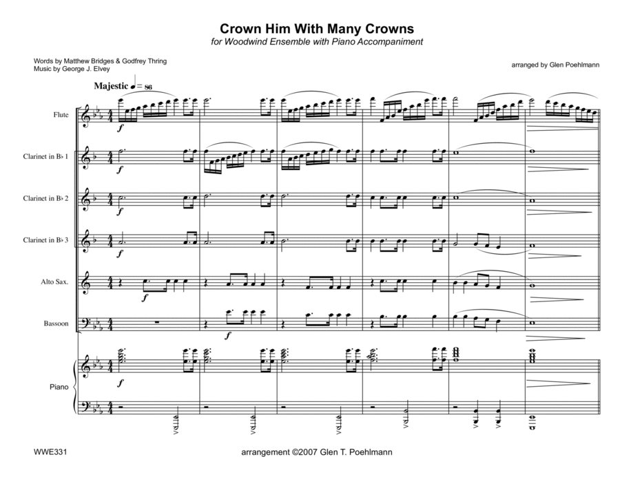 CROWN HIM WITH MANY CROWNS - WOODWIND ENSEMBLE with Piano Accompaniment image number null