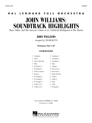 Book cover for John Williams: Soundtrack Highlights (arr. Ted Ricketts) - Full Score