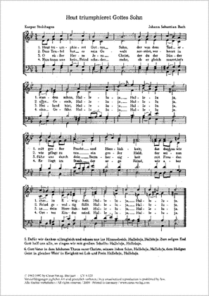 Bach: Heut triumphieret; Helder: Du starker Held; Vulpius: Erstanden ist der heilig Christ