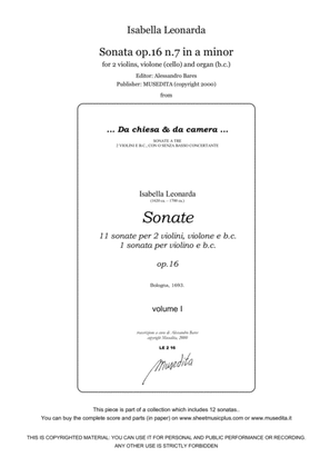 Book cover for Isabella Leonarda, Sonata op.16 n.7 in a minor