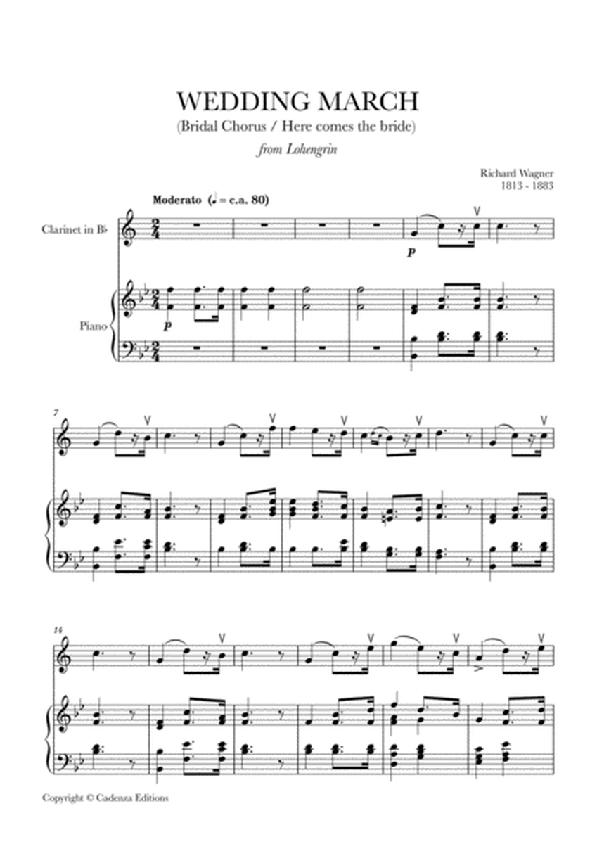 Wedding March (Bridal Chorus - Here comes the Bride) for Clarinet in Bb and Piano image number null