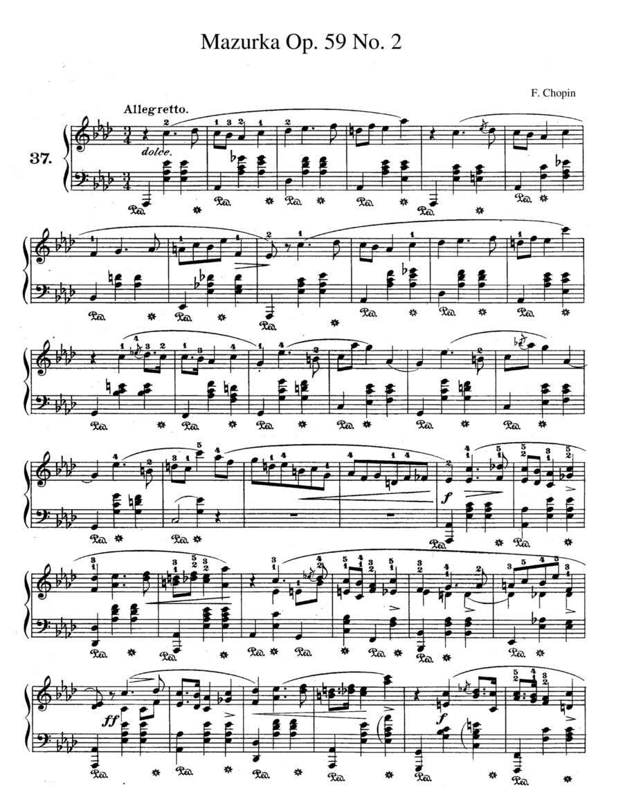Chopin Mazurka Op. 59 No. 2 in A-flat Major (Ab) image number null