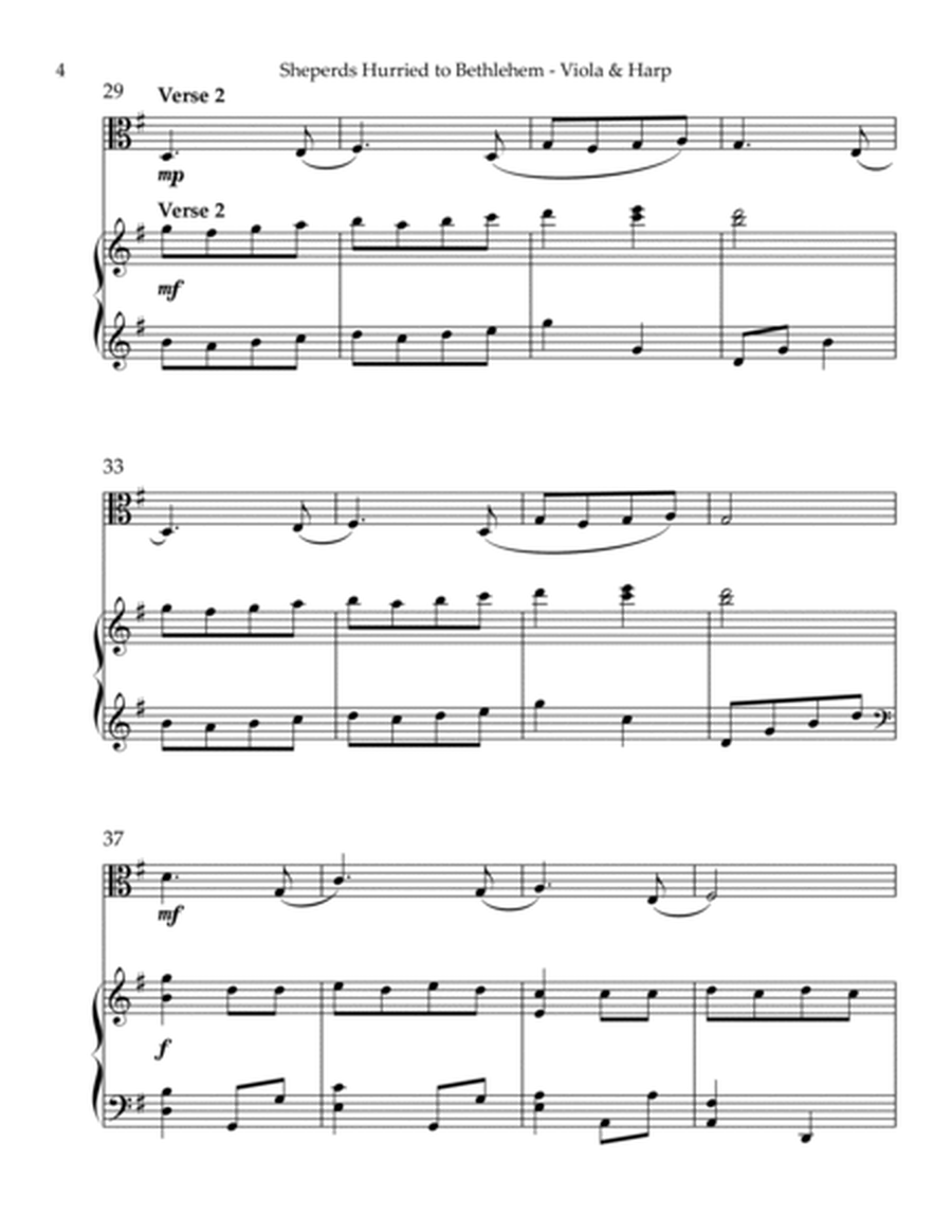 Shepherds Hurried to Bethlehem, Duet for Viola & Harp by Traditional Polish Carol String Duet - Digital Sheet Music
