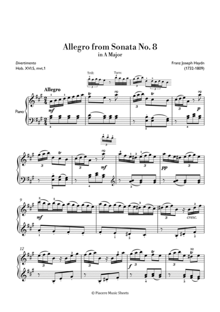 Haydn - Allegro from Divertimento (Sonata no. 8) in A Major - Advanced image number null