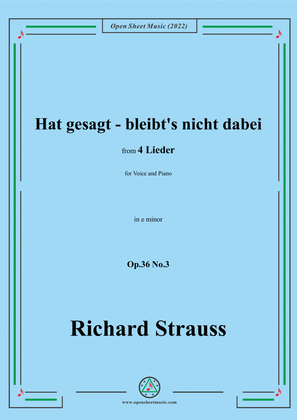 Book cover for Richard Strauss-Hat gesagt-bleibt's nicht dabei,in e minor