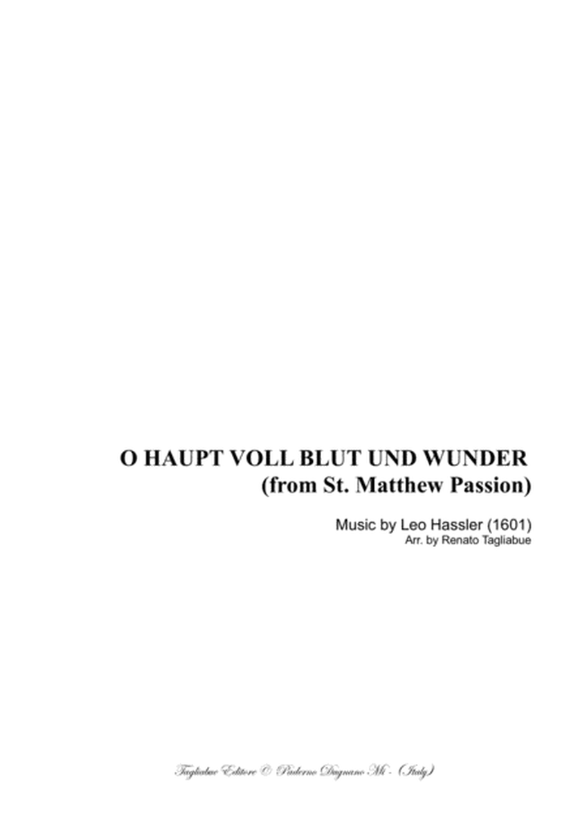 O HAUPT VOLL BLUT UND WUNDEN - Matthew Passion - BWV 244 - Arr. for Brass and String Quartets image number null