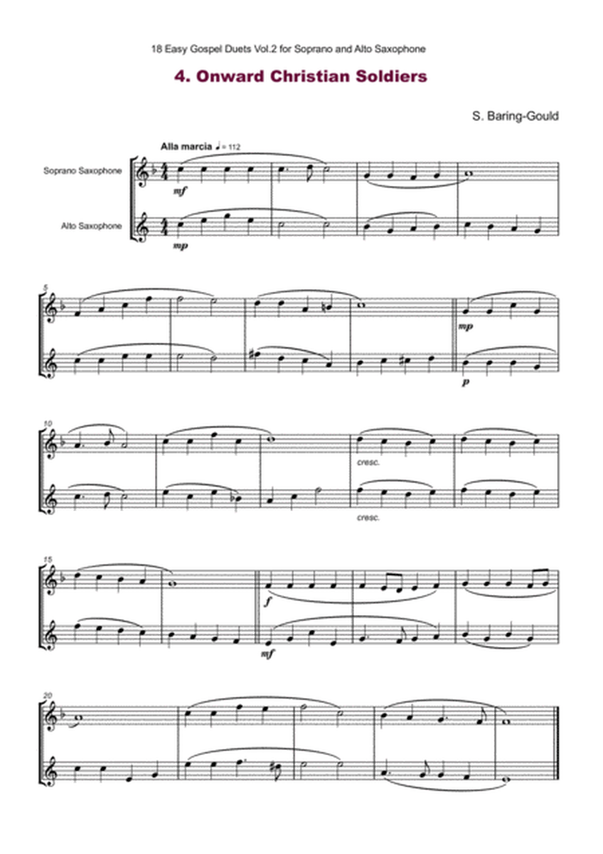 18 Easy Gospel Duets Vol.2 for Soprano and Alto Saxophone