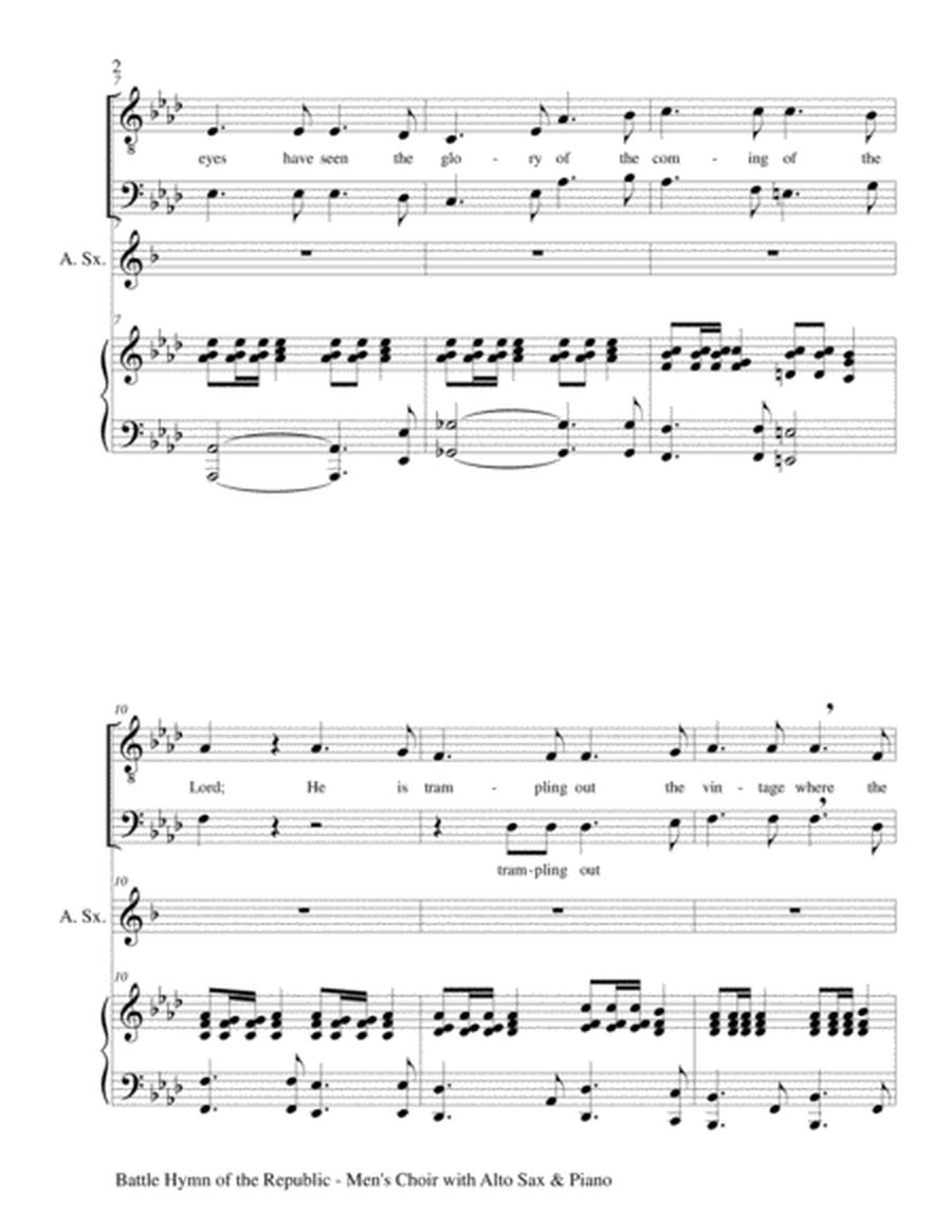 BATTLE HYMN OF THE REPUBLIC (for 2 Part Men's Choir with Alto Sax and Piano) image number null