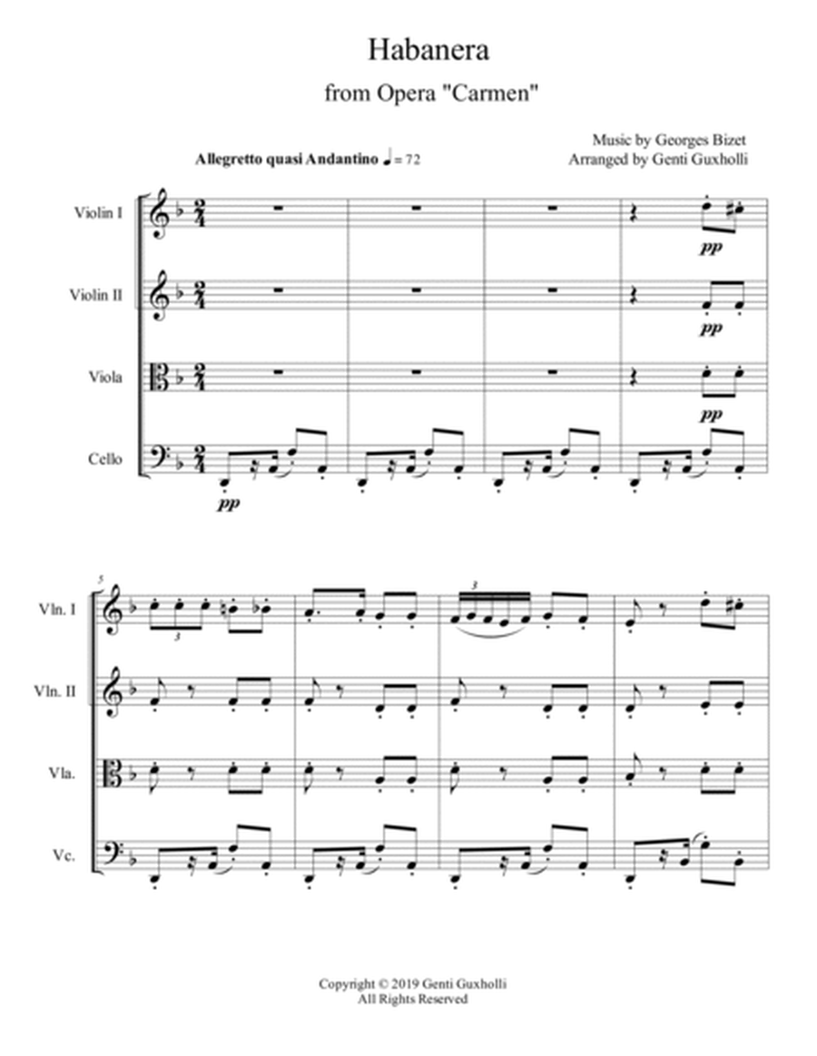 Habanera (from Opera "Carmen") (String Quartet) image number null