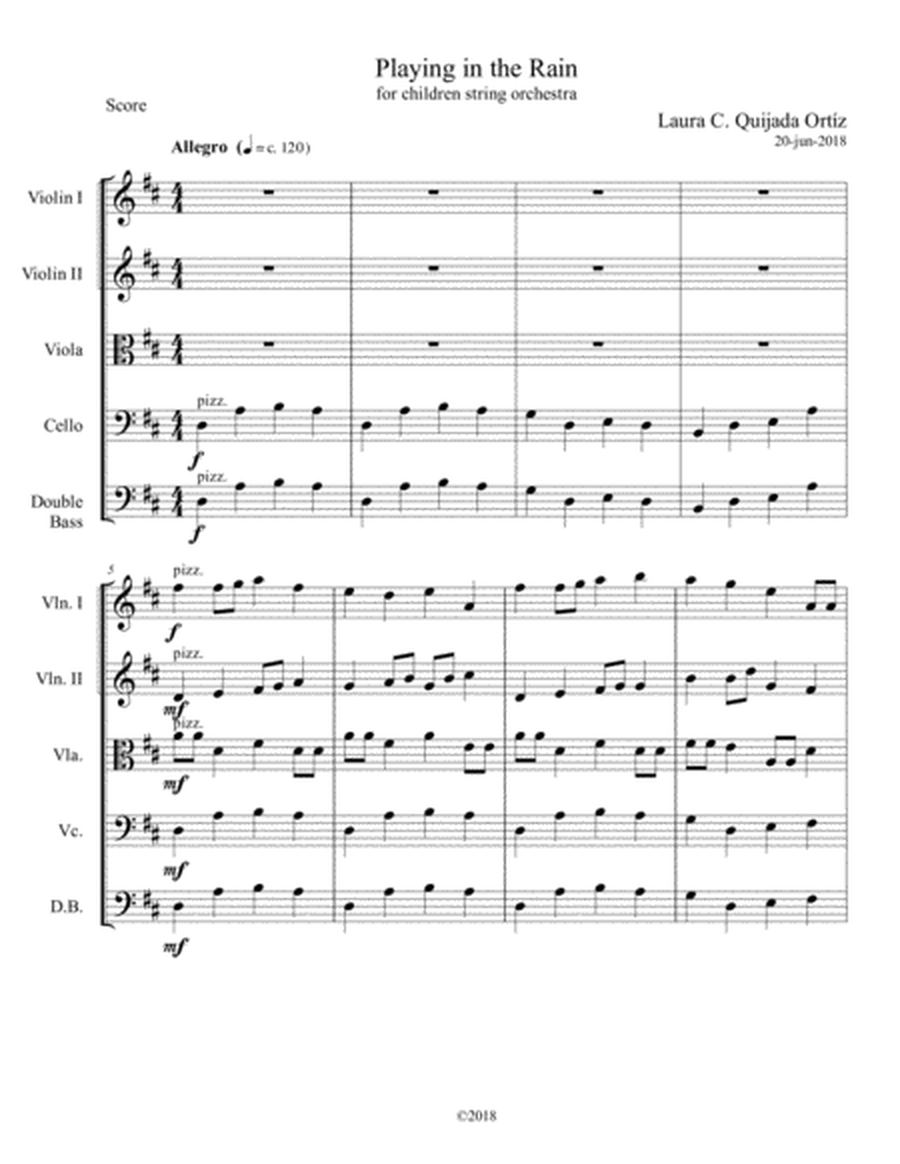 Playing in the Rain. Early-intermediate string orchestra. SCORE & PARTS image number null