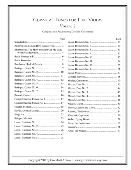 Classical Tunes for Two Violas, Volume 2