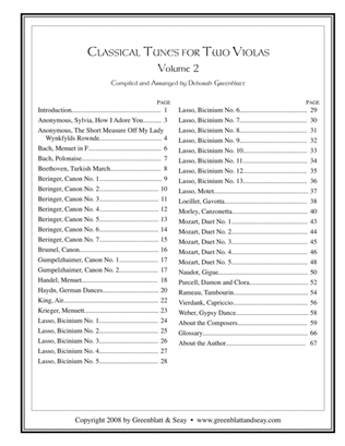 Book cover for Classical Tunes for Two Violas, Volume 2