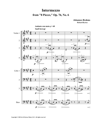 Intermezzo, Op. 76, No. 6 (String Octet)