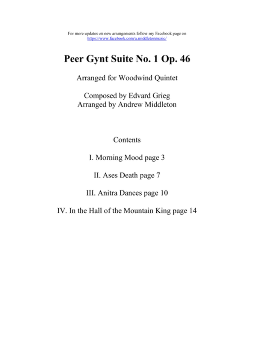 Peer Gynt Suite No. 1 arranged for Flute Quintet image number null