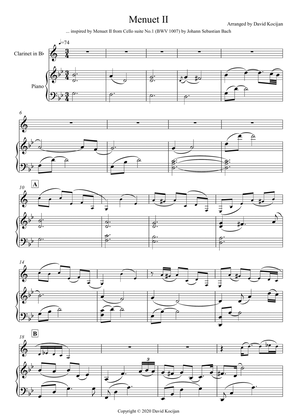 Book cover for Menuet II - INTERMEDIATE (clarinet & piano)