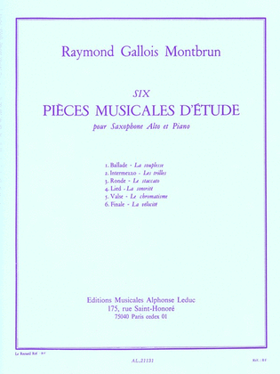 Book cover for Six Pieces Musicales D'etude Pour Saxophone Alto Et Piano