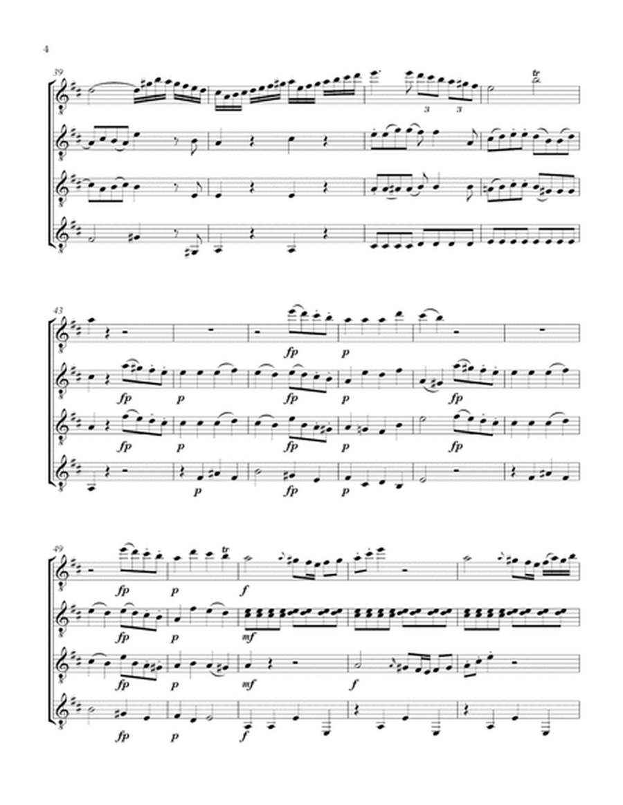 Flute Quartet No. 1, K. 285 - i - Allegro (Guitar Quartet) - Score and Parts image number null