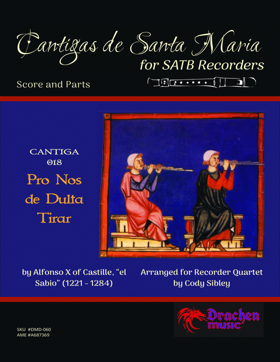 Cantigas de Santa Maria 018 Pro Nose de Dulta Tirar for Recorder Quartet image number null