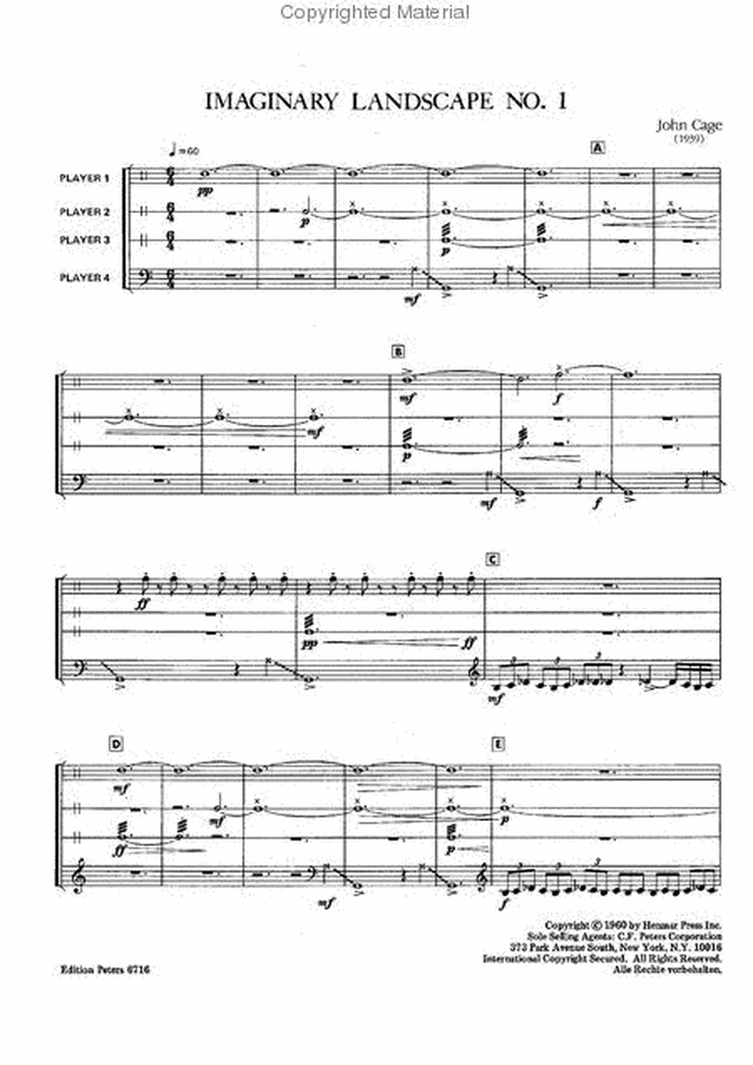 Imaginary Landscape No. 1 by John Cage Piano - Sheet Music