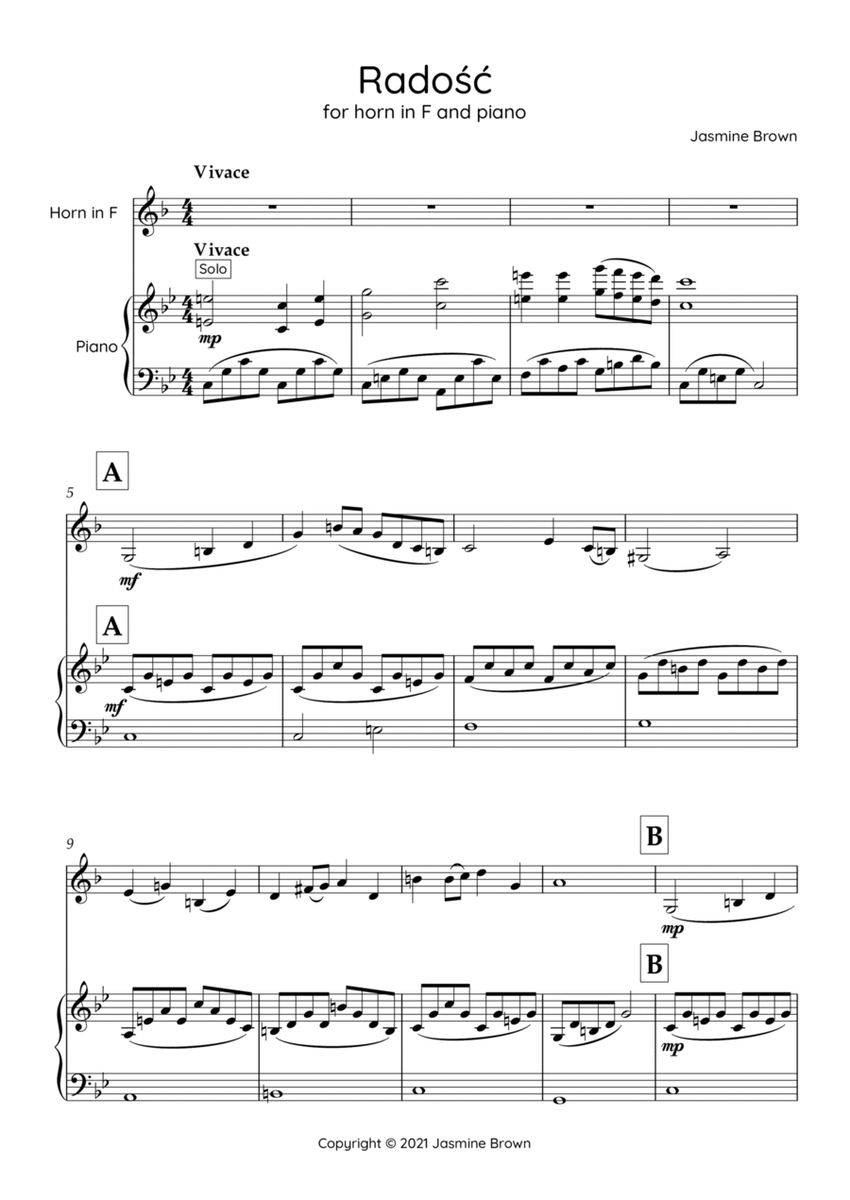 Radość - For Horn and Piano image number null