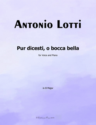 Book cover for Pur dicesti,o bocca bella, by Antonio Lotti, in B Major