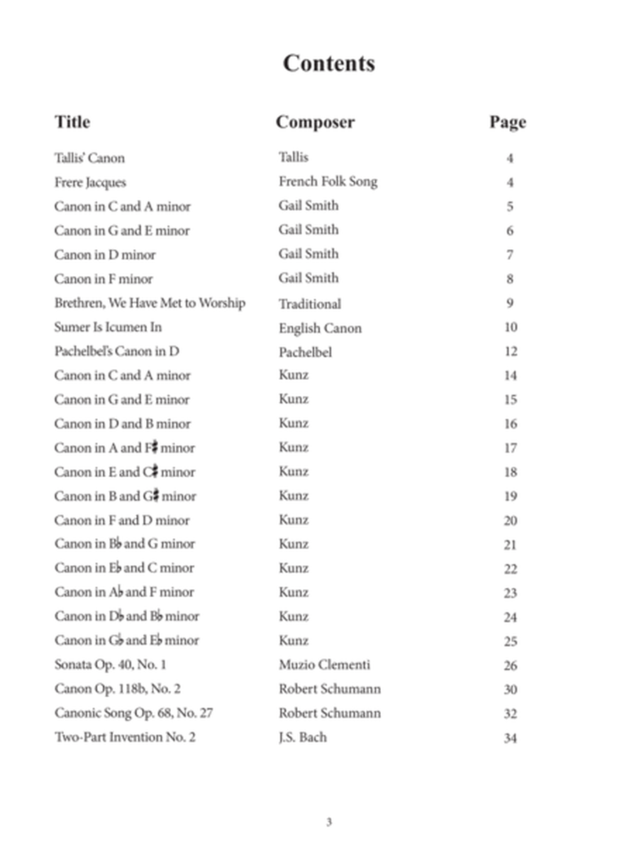 Canons and Rounds for Piano Solo