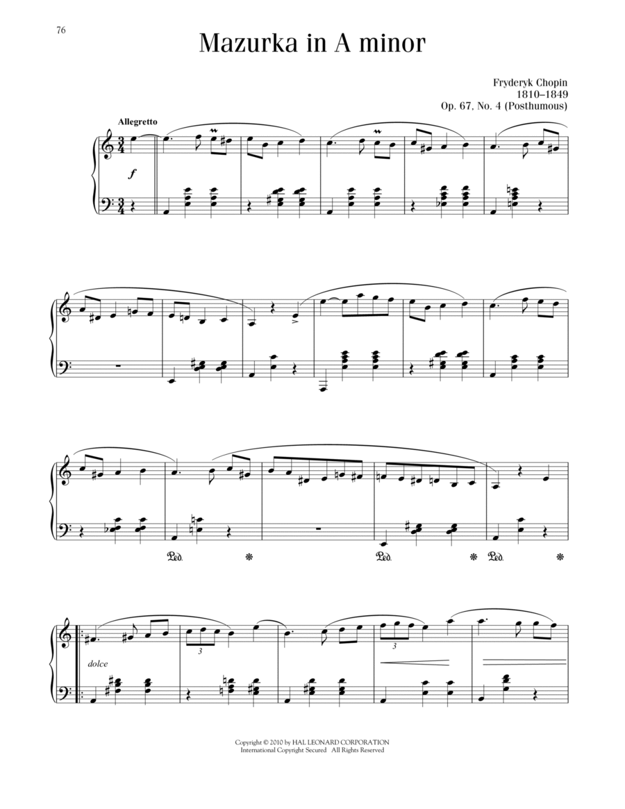Mazurka, Op. 67, No. 4