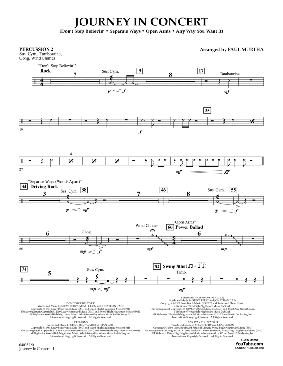 Journey in Concert (arr. Paul Murtha) - Percussion 2