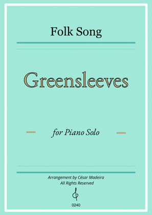 Book cover for Greensleeves - Piano Solo (Full Score)