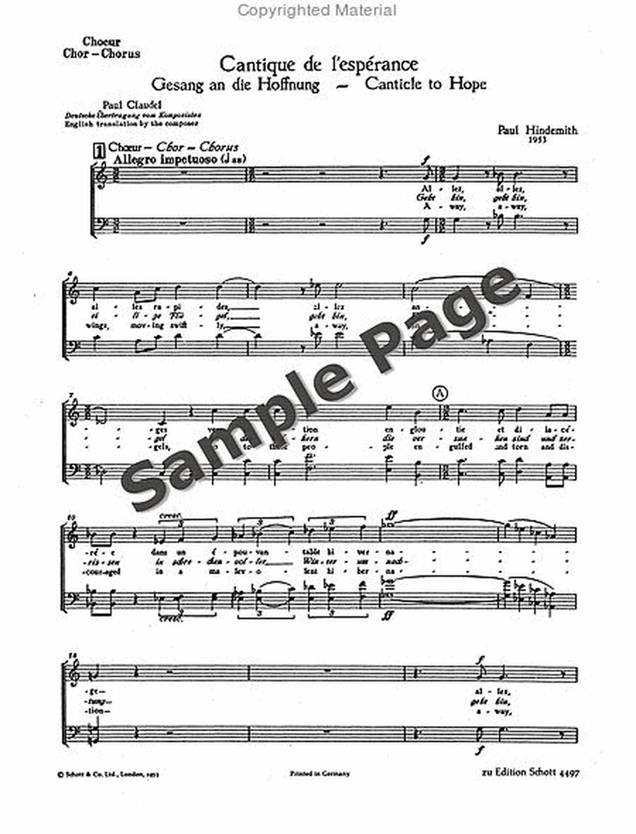 Canticle To Hope Vocal Score