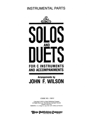 Book cover for Solos and Duets C Ins, Vol. 1 Instr. Part Only-Digital Download