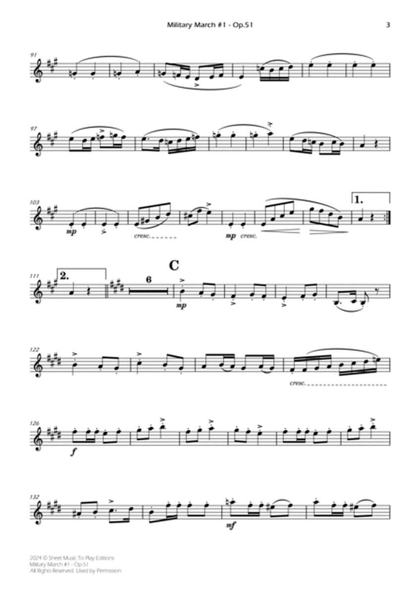 Military March No.1, Op.51 - Bb Clarinet and Piano (Individual Parts) image number null