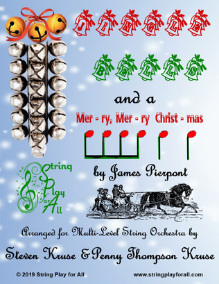 Book cover for Jingle Bells and a Mer-ry, Mer-ry Christ-mas for Multi-Level String Orchestra